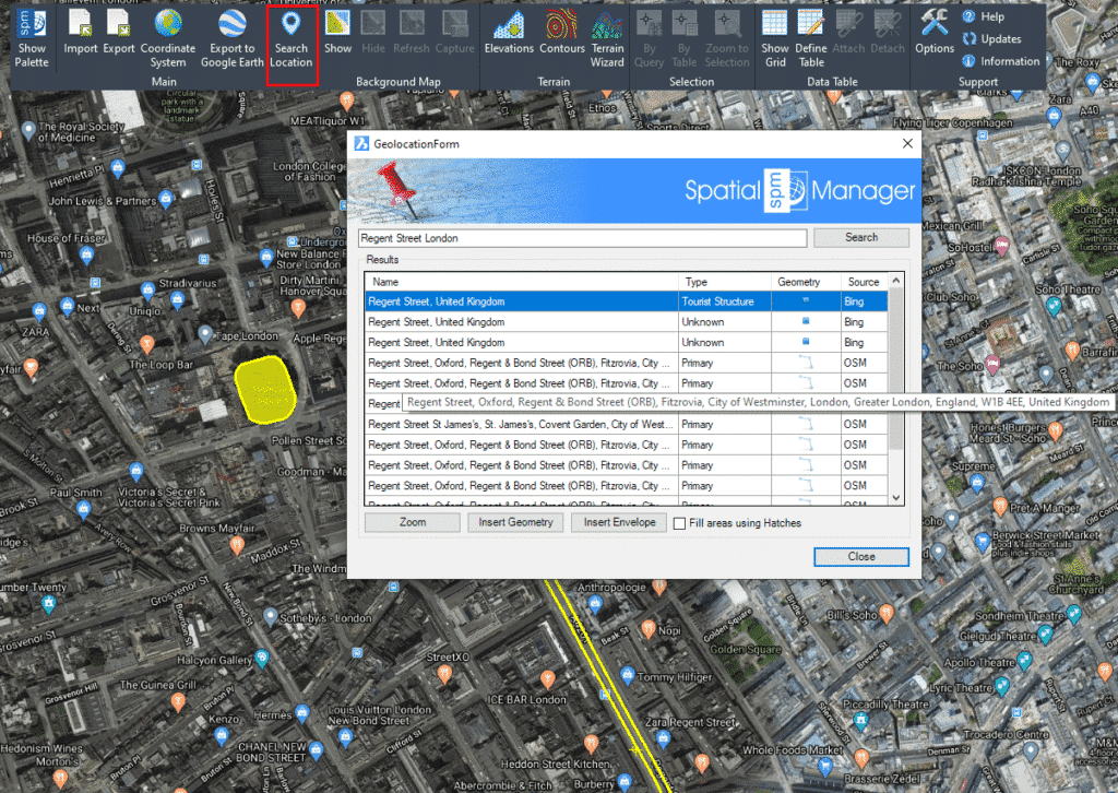 How to Search Locations in GstarCAD with Spatial Manager